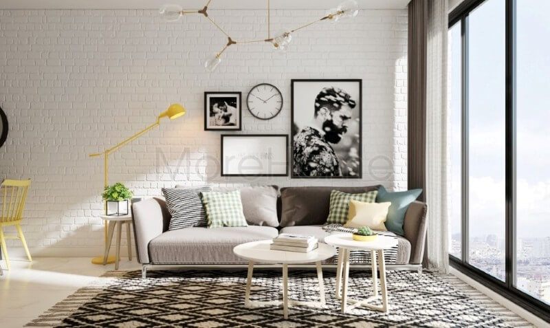 Tranh treo tường cũng là một sự lựa chọn không tồi cho không gian phòng khách hiện đại