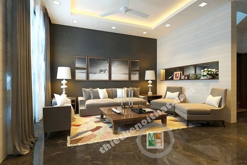 Mẫu sofa gỗ tự nhiên bọc vải sang trọng cho phòng khách hiện đại